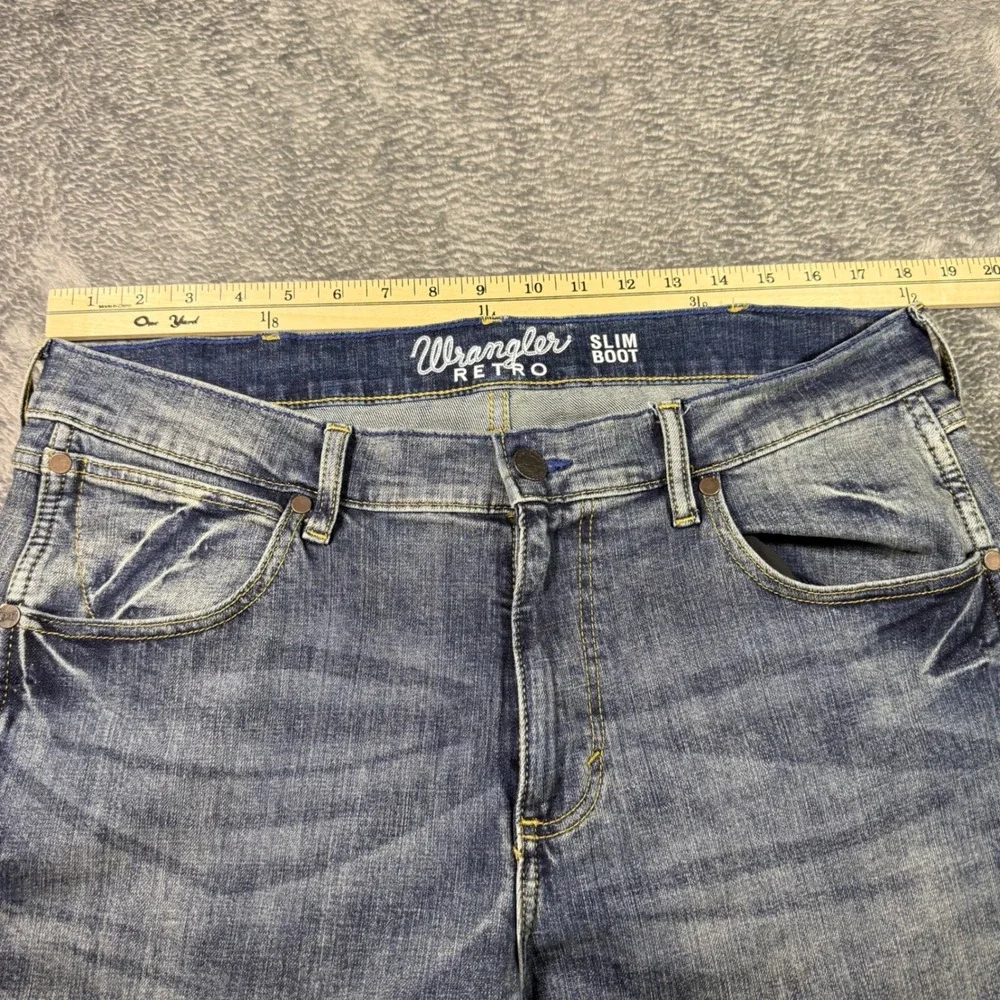 Wrangler Retro Slim Boot Men Medium Wash Blue Denim Jeans W36 L29 Bootcut